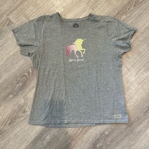 Life Is Good Crusher Tee with Unicorn Design Size XL